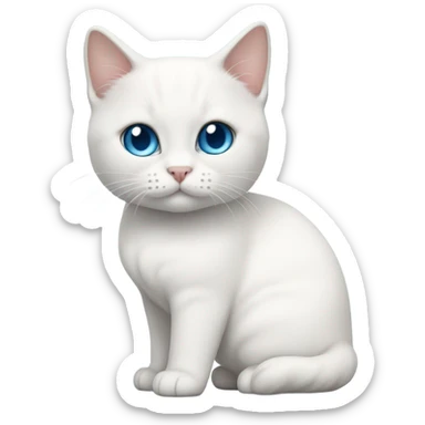 White munchkin cat standing blue eyes sticker