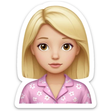 Girl with blonde hair makeup on and in light pink pj's  sticker