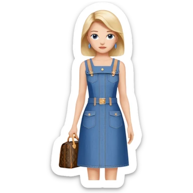 Louis Vuitton, denim dress, isolated, rendering, luxury style  sticker