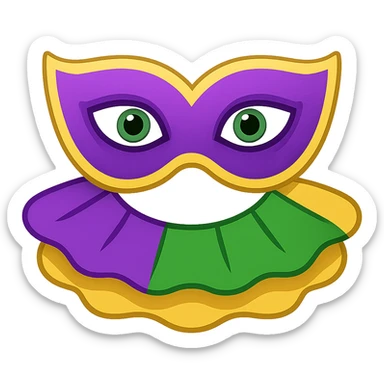 Simplify the Mardi Gras collar to basic purple, green, and gold ruffles in an emoji style. Keep the transparent background. sticker