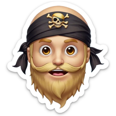 Clash of Clans aesthetic Comical Pirate Portrait Emoji, Head tilted dramatically with an exaggerated, fun expression and wide, comically expressive eyes behind a quirky eye patch, featuring a rugged yet cartoonish build with a playful bandana and natural skin tone, Simplified yet hilariously expressive features, highly detailed, glowing with a slightly sassy oceanic glow, high shine, dramatic yet playful, stylized with an air of cheeky maritime mischief, soft glowing outline, capturing the essence of a meme-worthy pirate who brings humor to epic quests! sticker