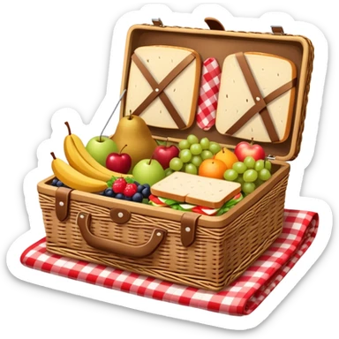 picnic basket with food on a blanket sticker
