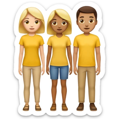 emoji cuatro personas cuerpo completo hombres y mujeres con camisa amarilla sticker