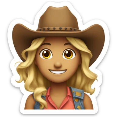 smiling girl in cowboy hat sticker