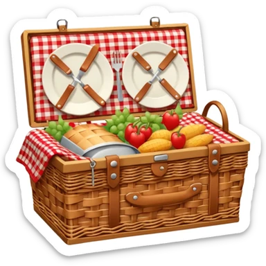 A picnic basket was filled with food sticker