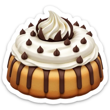 Mini vanilla Bundt cake with chocolate chips and whipped cream sticker