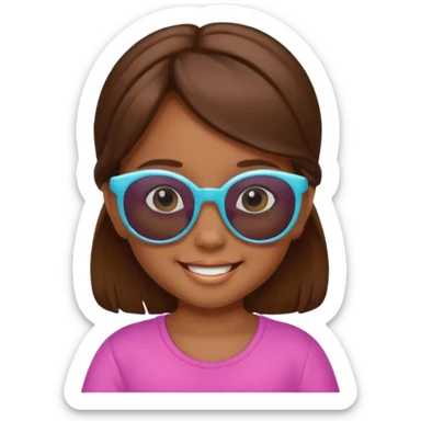 A Baby girl wiht Brown Hair and a sunn Glases sticker