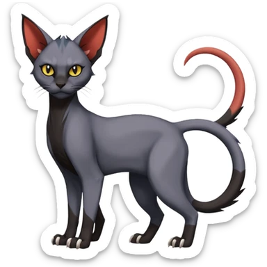 Black edgy Noivern-Torracat-Sphynx-Lykoi-Caracal-cat-Fakemon full-body sticker