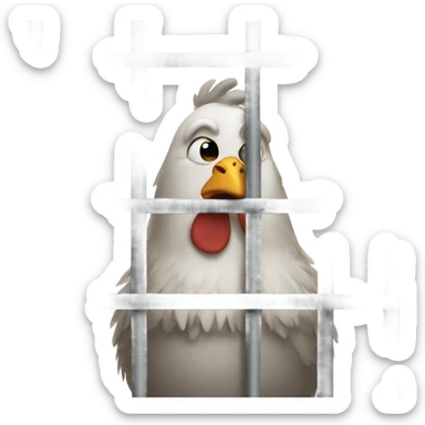 A sad chicken in jail sticker