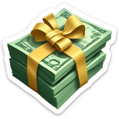 Money with a bow sticker