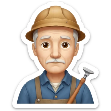 old master carpenter portrait, head and shoulders only, vintage clothing collar, wooden tool handle visible, wise expression, timeless craftsman vibe, 3D cartoon, mobile game icon style, clean background, no text, no watermark
 sticker