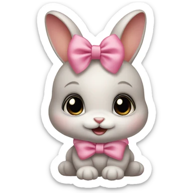 Baby bunny with coquette bow on ear sticker