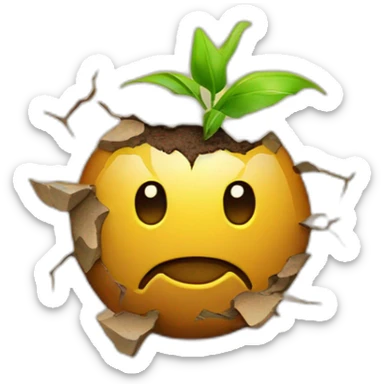 emoji symbolizing drought: cracked earth, withered plant. sticker