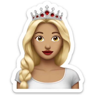 Tiara on a blonde girl with red lipstick  sticker