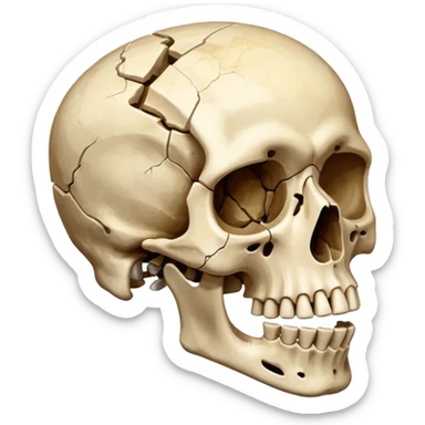 Exploded skeleton head sticker
