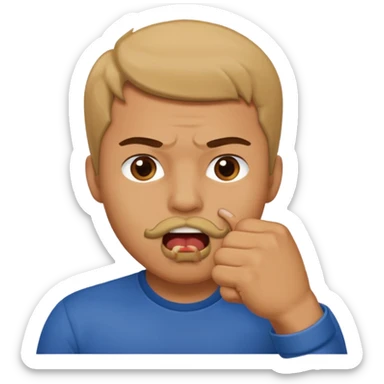 Man putting his fist in his mouth sticker