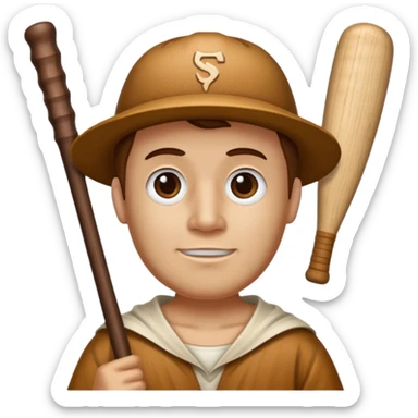 A wooden guy with a wooden bat name tung tung tung sahur sticker