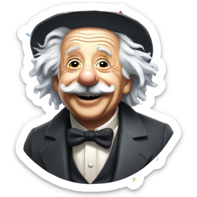happy albert einstein with party hat and confetti popper sticker