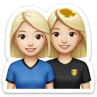 aisan girl and white girl with blonde hair going to the club sticker