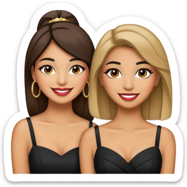 3 olive skin tone best friends. Glammed up, smiling  sticker