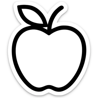 apple, modern icon style, simple and recognizable, clean lines, minimal color palette, suitable for app icon or logo sticker