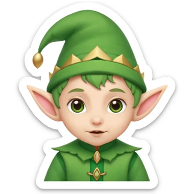 Tiny elf baby with pointy ears and hat sticker