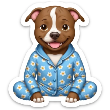 a brindle pit bull wearing comfy pajamas sticker