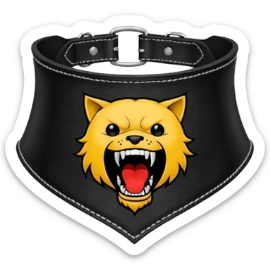 Leather collar engraved with screaming mouth sigil, dominance aesthetic sticker