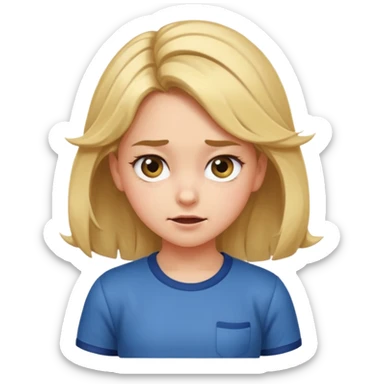 iOS emoji style sassy elementary school girl with dramatic petty look, squinting eyes, playful smirk, head tilt, hand on hip, flipping hair, big expressive eyes sticker