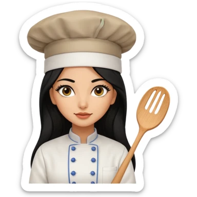 Create a persian girl, black hair, Middle Eastern with lashes  chef🧑‍🍳 emoji, barbie vibes tan skin black long hair with long lashes BADDIE VIBES long black hair and tanned skin  sticker