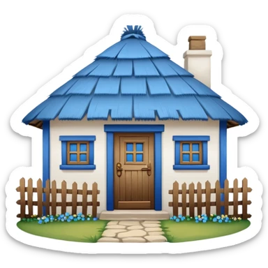 A Ukrainian peasant house with white walls sticker