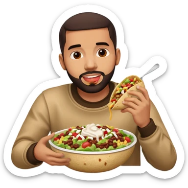 Drake eating a chipotle burrito bowl sticker