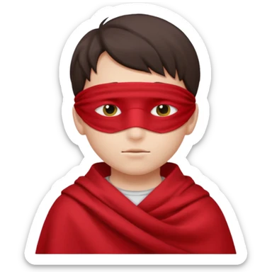 boy wearing red cloth over only eyes sticker