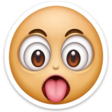 emoji with crazy wide eyes and tounge sticking out sticker