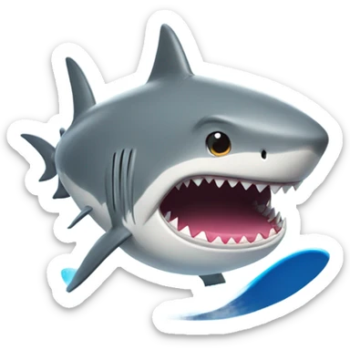 A shark riding a surfboard wearing a tutu  sticker