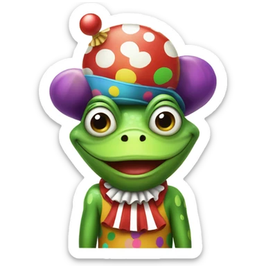 green frog dressed as a clown sticker