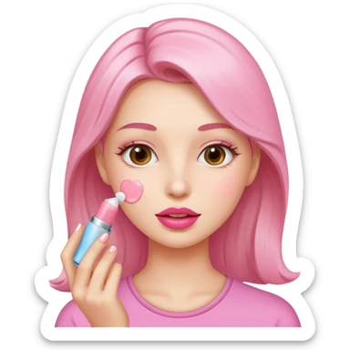 A gorgeous women applying lipbalm  sticker