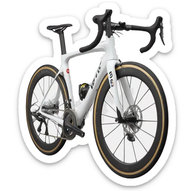 sworks white road bike with black logo sticker