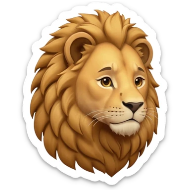 panthera leo male style wild, full flat  cute side profile design in 3d soft l centered composition cartoon style128x128 pixels sticker