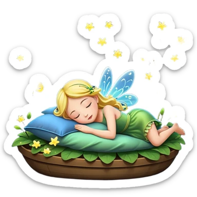 fairy character floating asleep with fireflies as night lights sticker