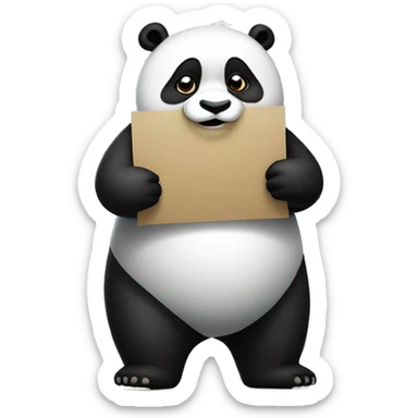 A fat panda holding a sign that says SAD sticker