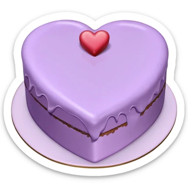 Realistic vintage style heart shaped cake, with lots of light purple frosting   sticker