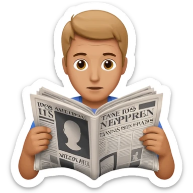 man Folding newspaper sticker