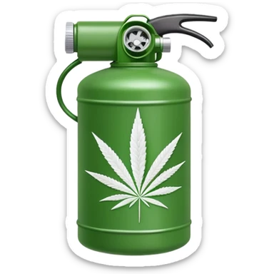 Plastic gasoline canister with a cannabis leaf sticker