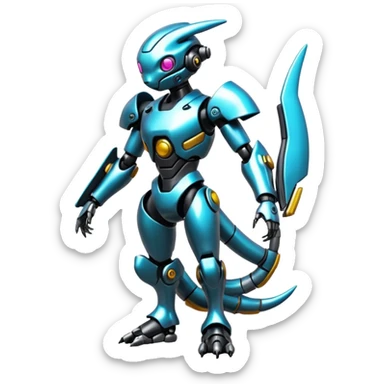 Cyberpunk complex glossy shiny alloy aesthetic-scenery-Fakémon-creature (full body) sticker