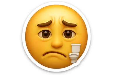 emoji stile iphone che riguarda l'argomento "stipsi/andrò al bagno oggi?", iperrealistico 4k sticker