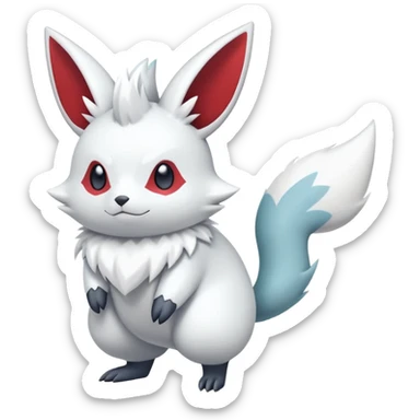 Shiny White Furry Snowy Ice-type Zangoose-Minccino-Emolga-Hybrid (Full body) sticker