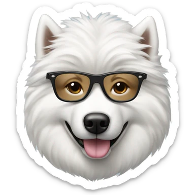 Samoyed dog wearing black glasses sticker