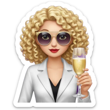 fancy blonde curly hair girl with sunglasses and night club outfits sticker