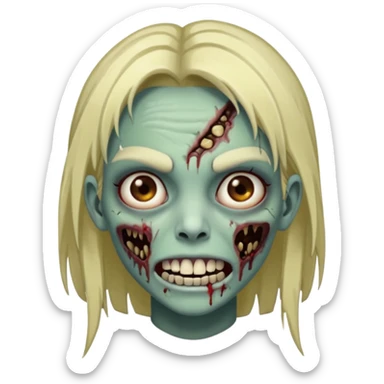 Faça uma zombie mulher com grillz com olhos castanhos liso partido ao meio sticker